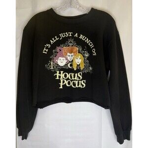 Disney Hocus Pocus XL Cropped Sweatshirt Black Sanderson Sisters Graphic